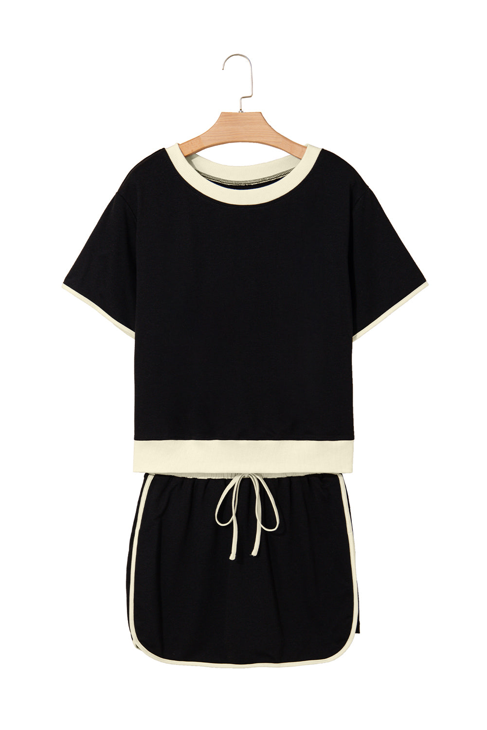Colorblock Edge Drop Shoulder T Shirt and Skort 2Pcs Set