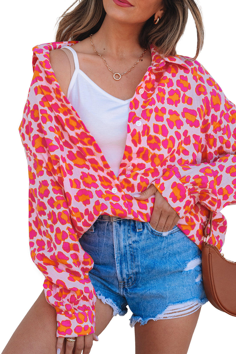 Leopard Printed Button Up Loose Shirt