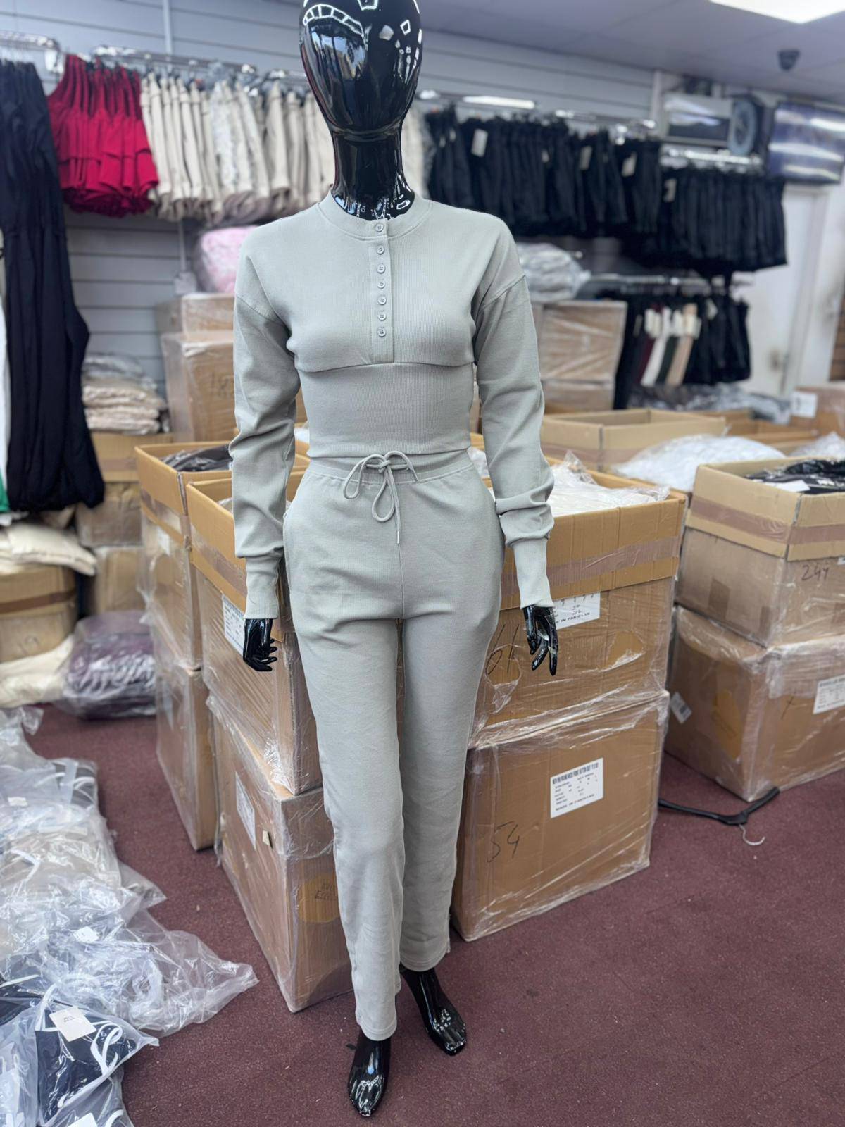 Ladies New Compressed Rib Button Suit