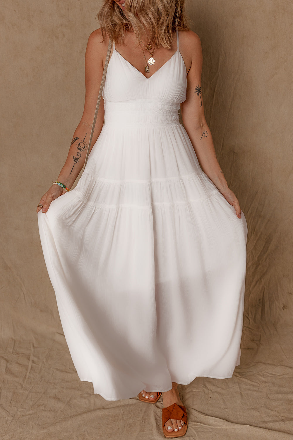 Spaghetti Straps High Waist Elegant Long Dress