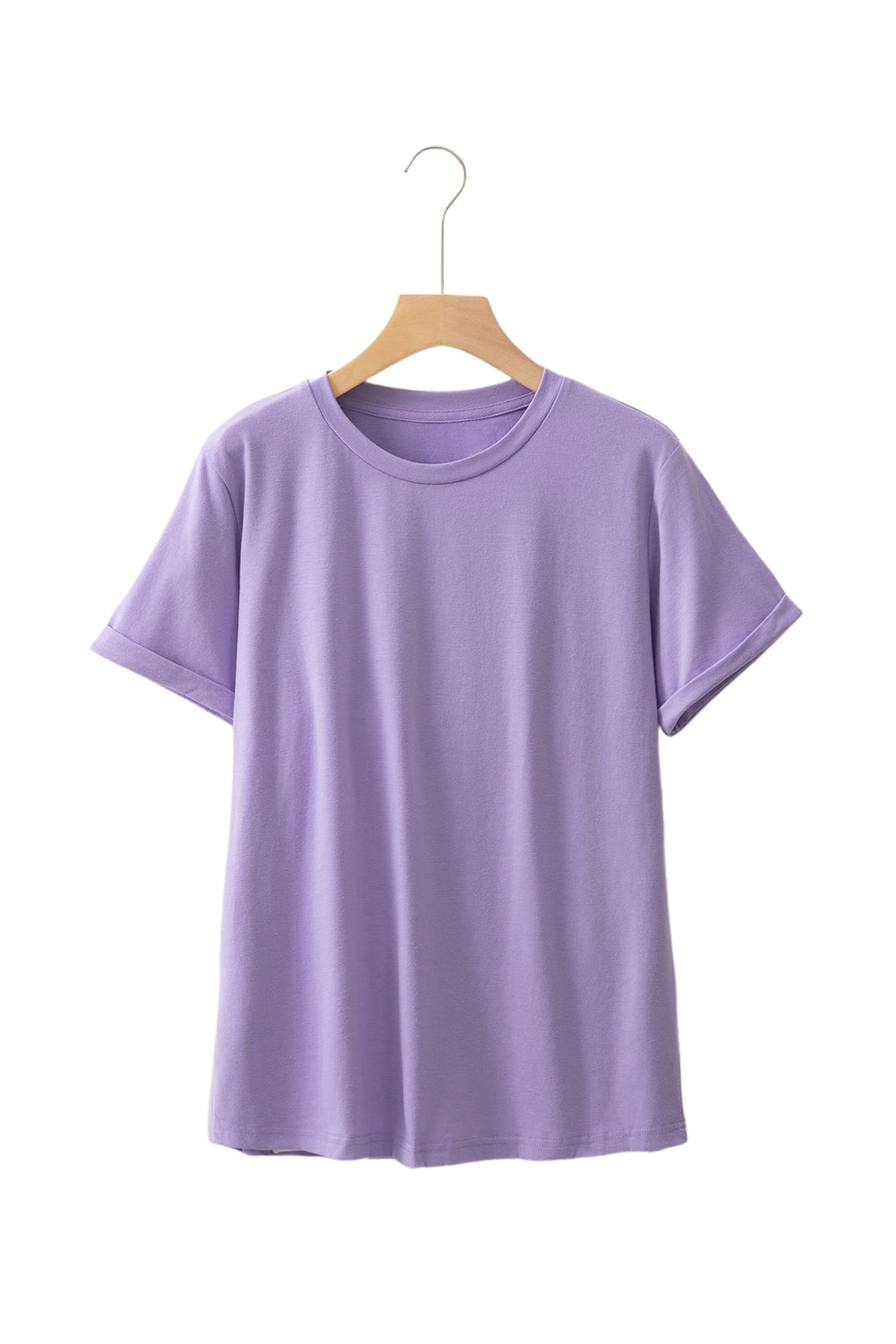 Casual Plain Crew Neck Tee