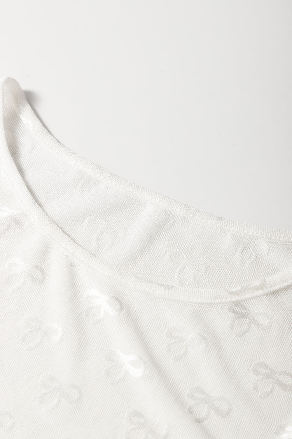 Mesh Bow Pattern Long Sleeve Top