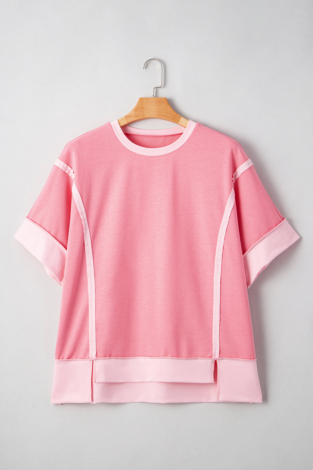 Two Tones Patchwork Half Sleeve Plus Size T Shirt
