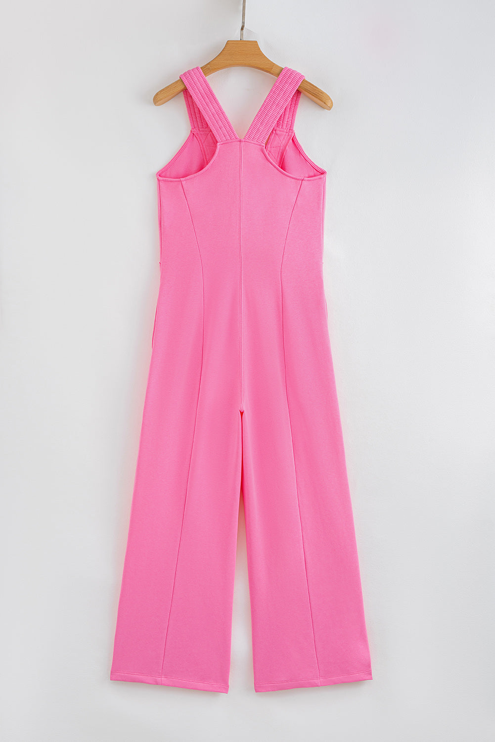 Mineral Wash Raw Seam Patchwork Wide Leg Loose Jumpsuit