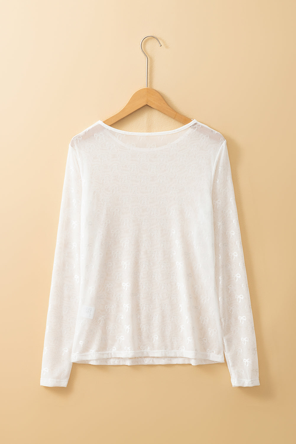 Mesh Bow Pattern Long Sleeve Top
