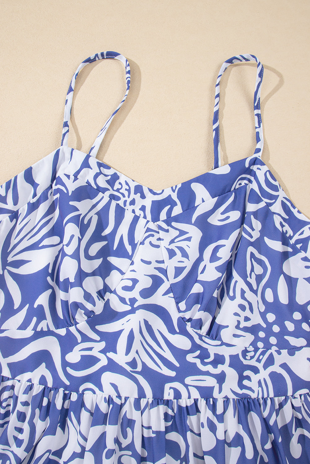 Floral Print Spaghetti Strap High Waist Maxi Dress