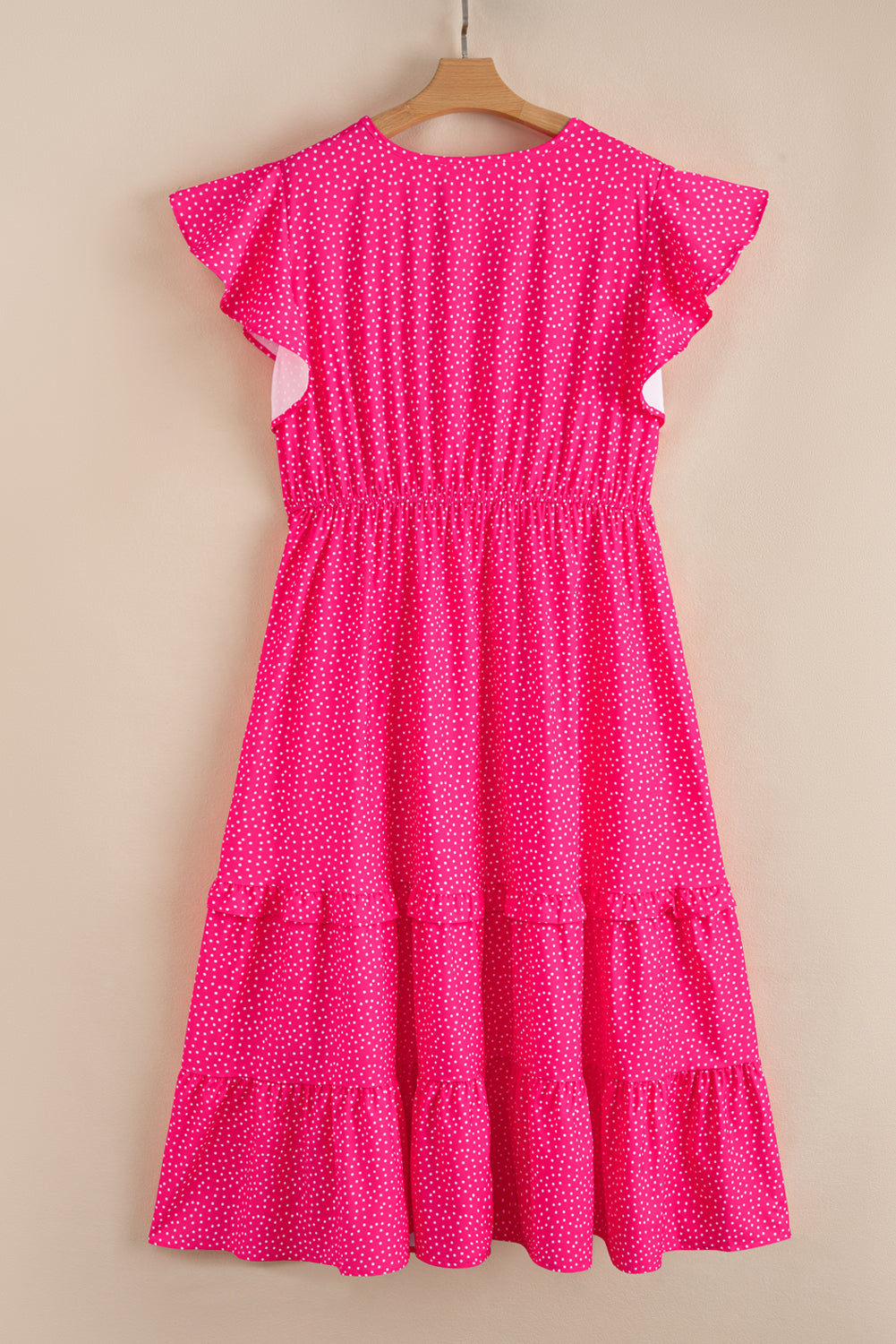 Polka Dot Print Ruffled Smocked High Waist Plus Midi Dress