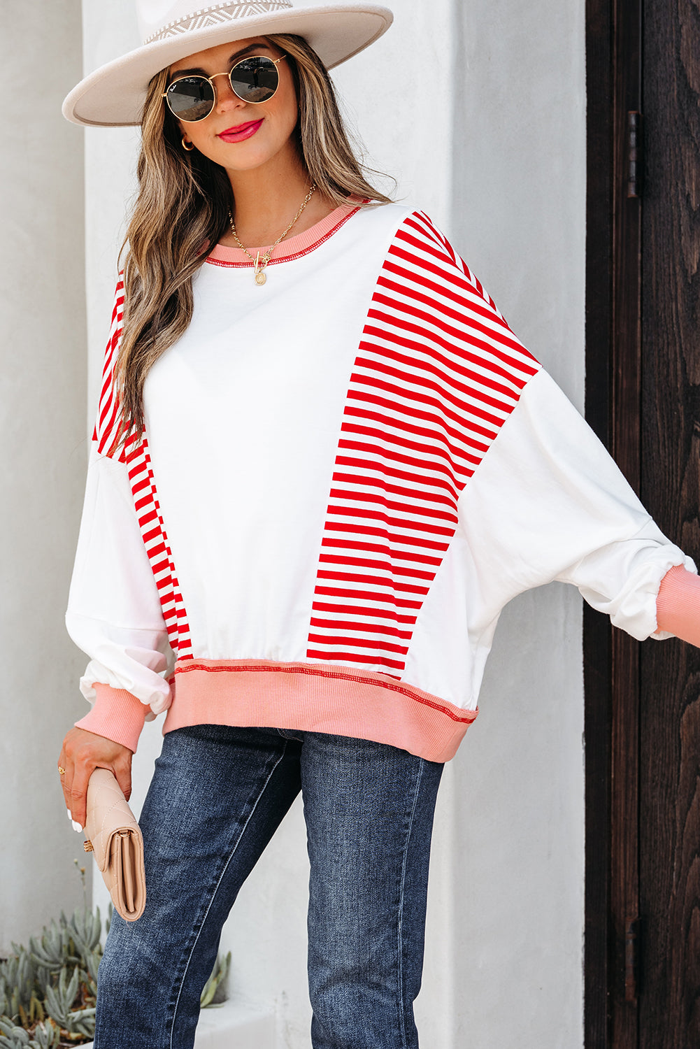 Colorblock Patchwork Contrast Stitching Oversize Sweatshirt