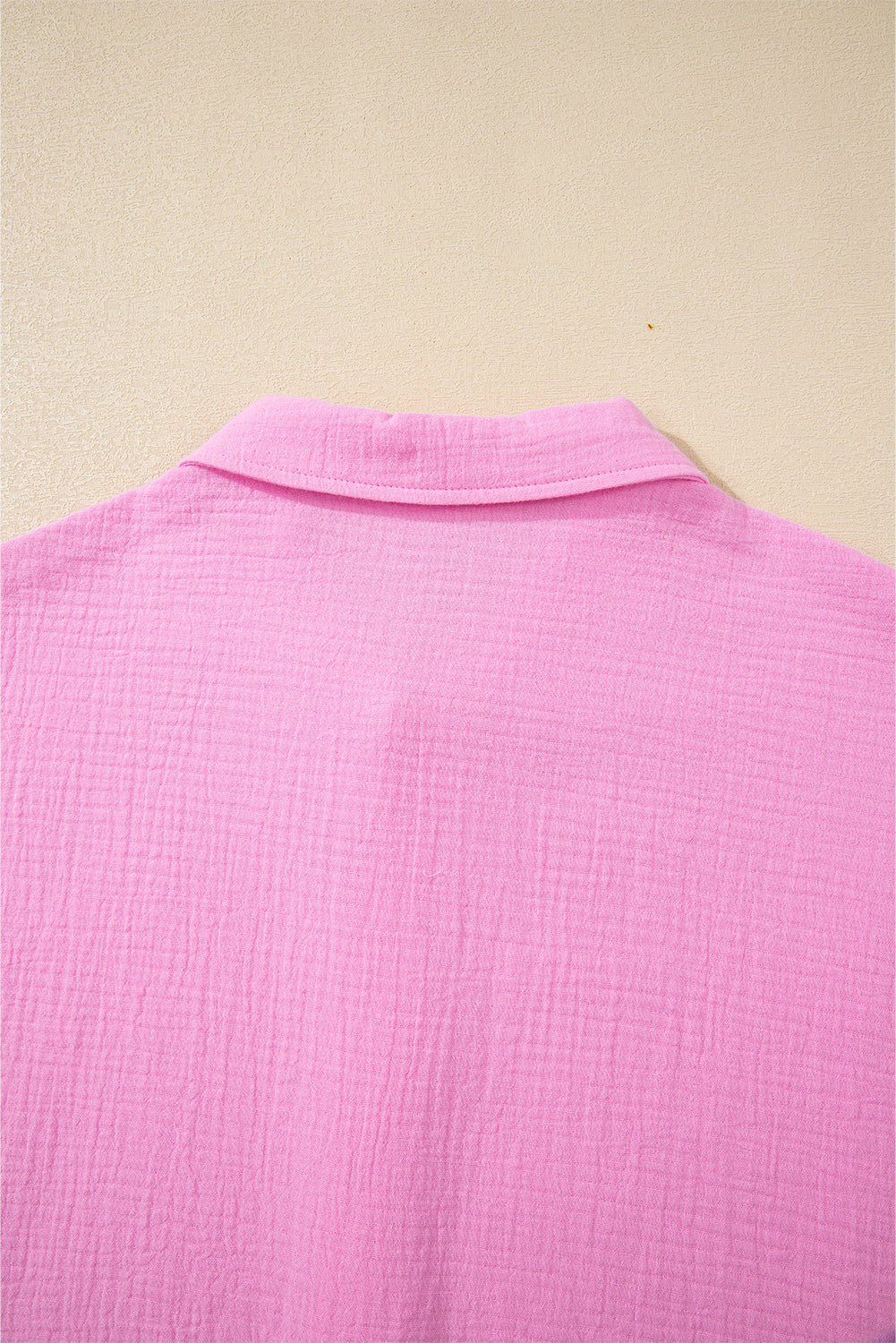 Mineral Wash Textured Ruffle Trim Short Sleeve Shirt
