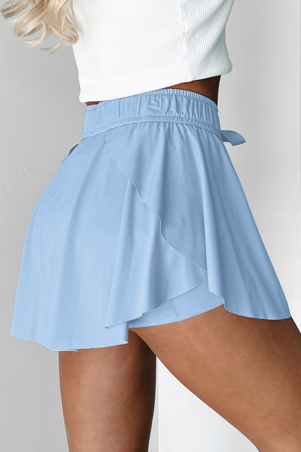 Drawstring High Waist Lined Tennis Skorts