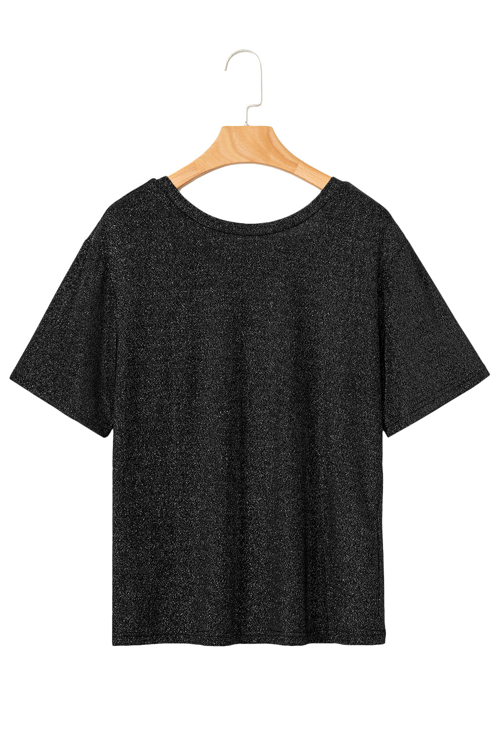 Bow Decor Glittery Short Sleeve Top