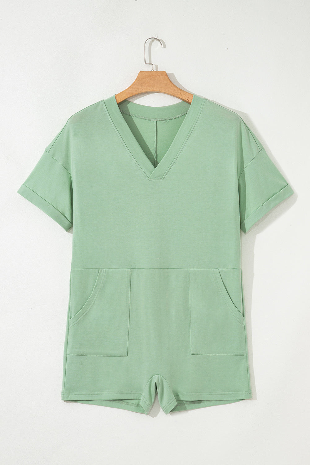 Loose Half Sleeve V Neck Knit Romper