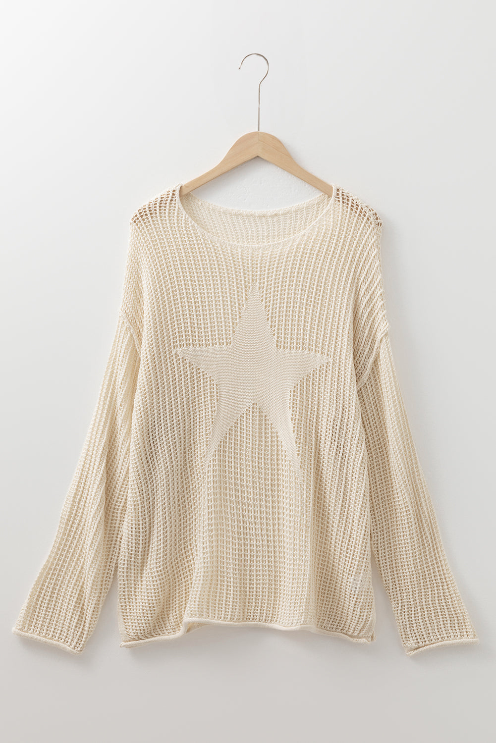 Hollow Out Knit Star Pattern Accent Plus Size Jumper