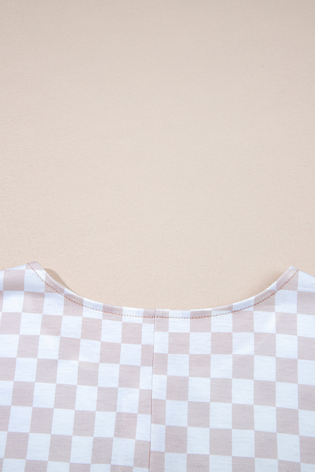 Checkered Print Buttoned Crew Neck Wide Leg Jumpsuit