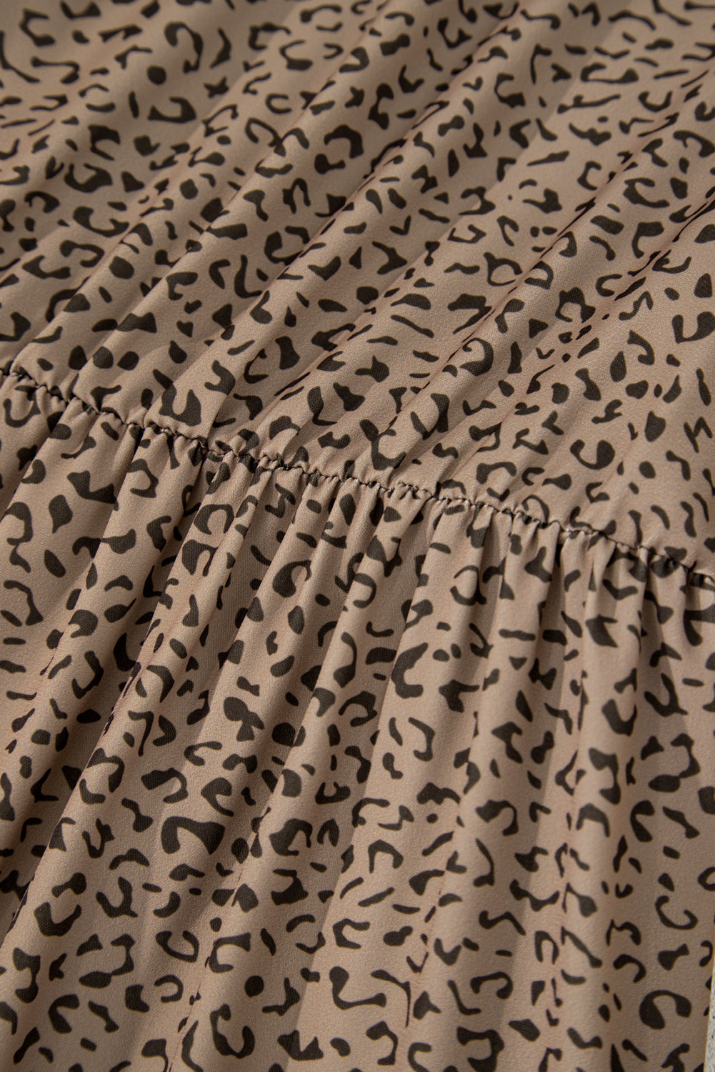 Plus Size Leopard Print Frill Trim Short Sleeve Flared Dress