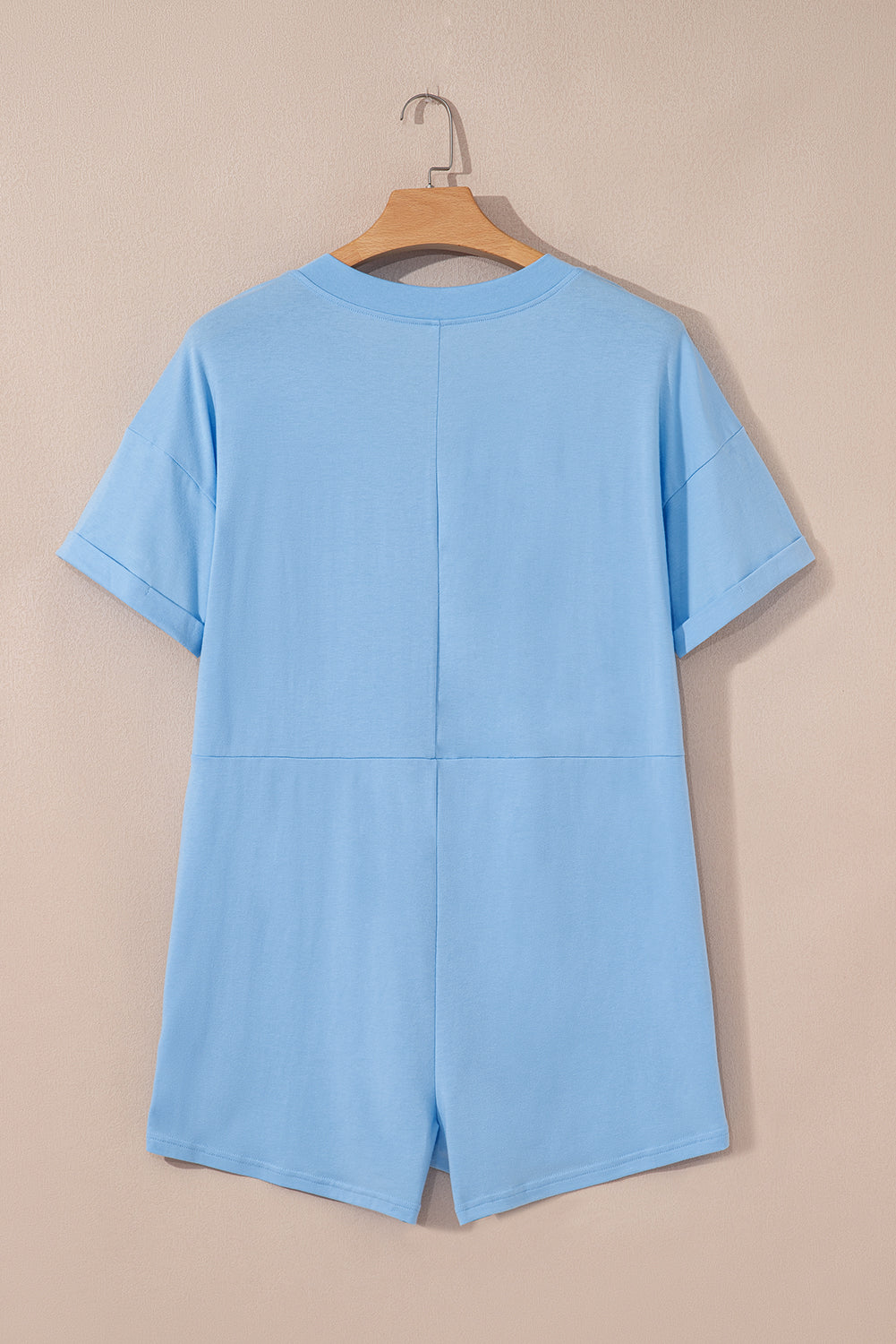 Loose Half Sleeve V Neck Knit Romper