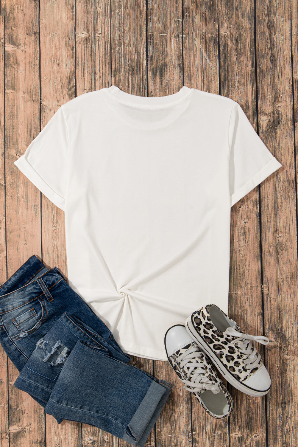 Casual Plain Crew Neck Tee