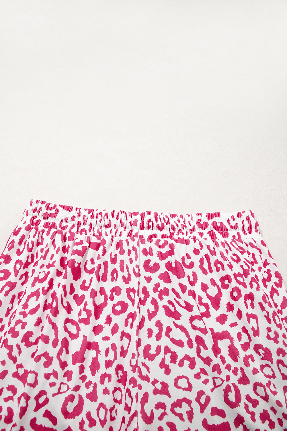 Leopard Elastic Waist Lace up Contrast Trim Casual Shorts