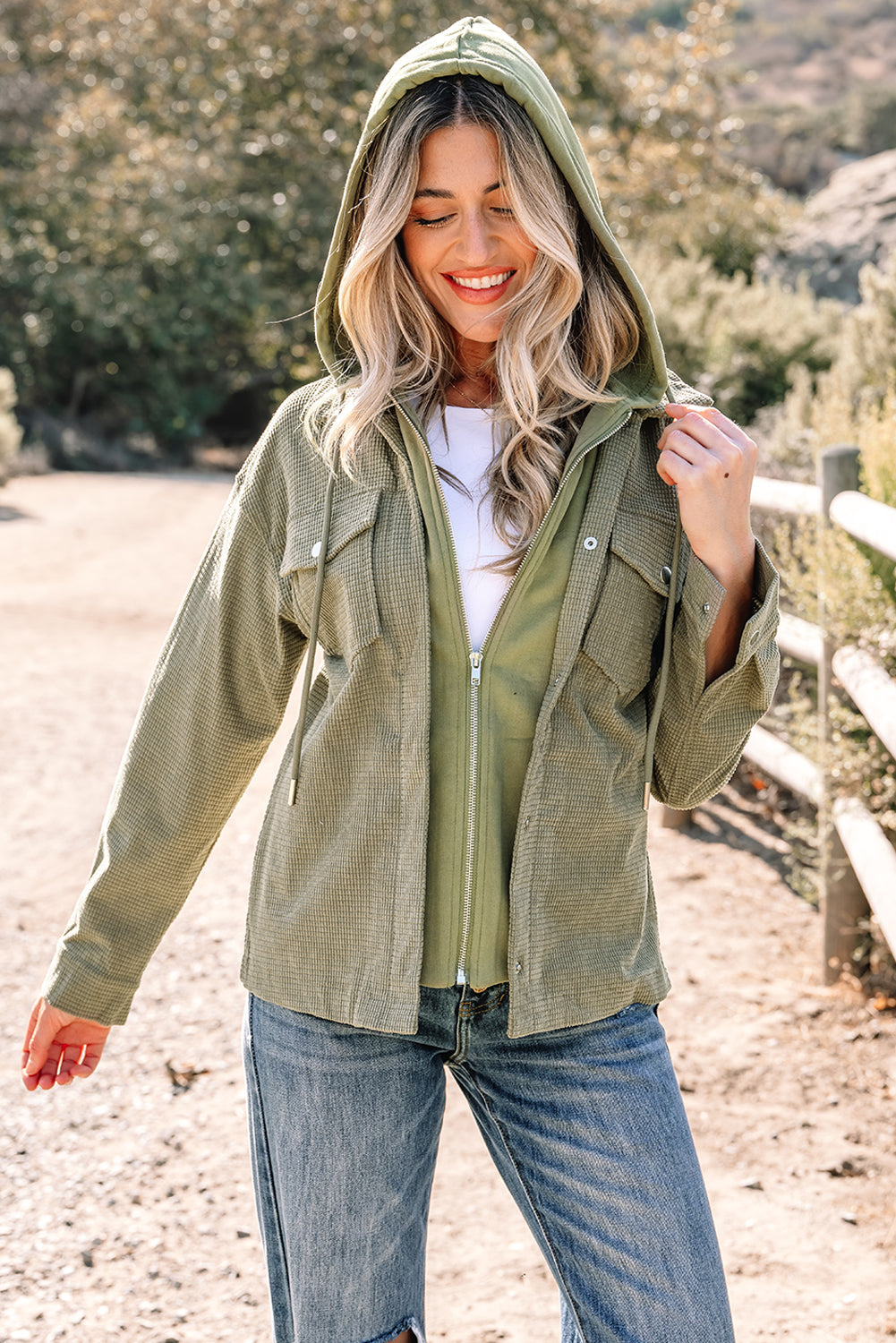 2 in 1 Thermal Knit Textured Hooded Jacket