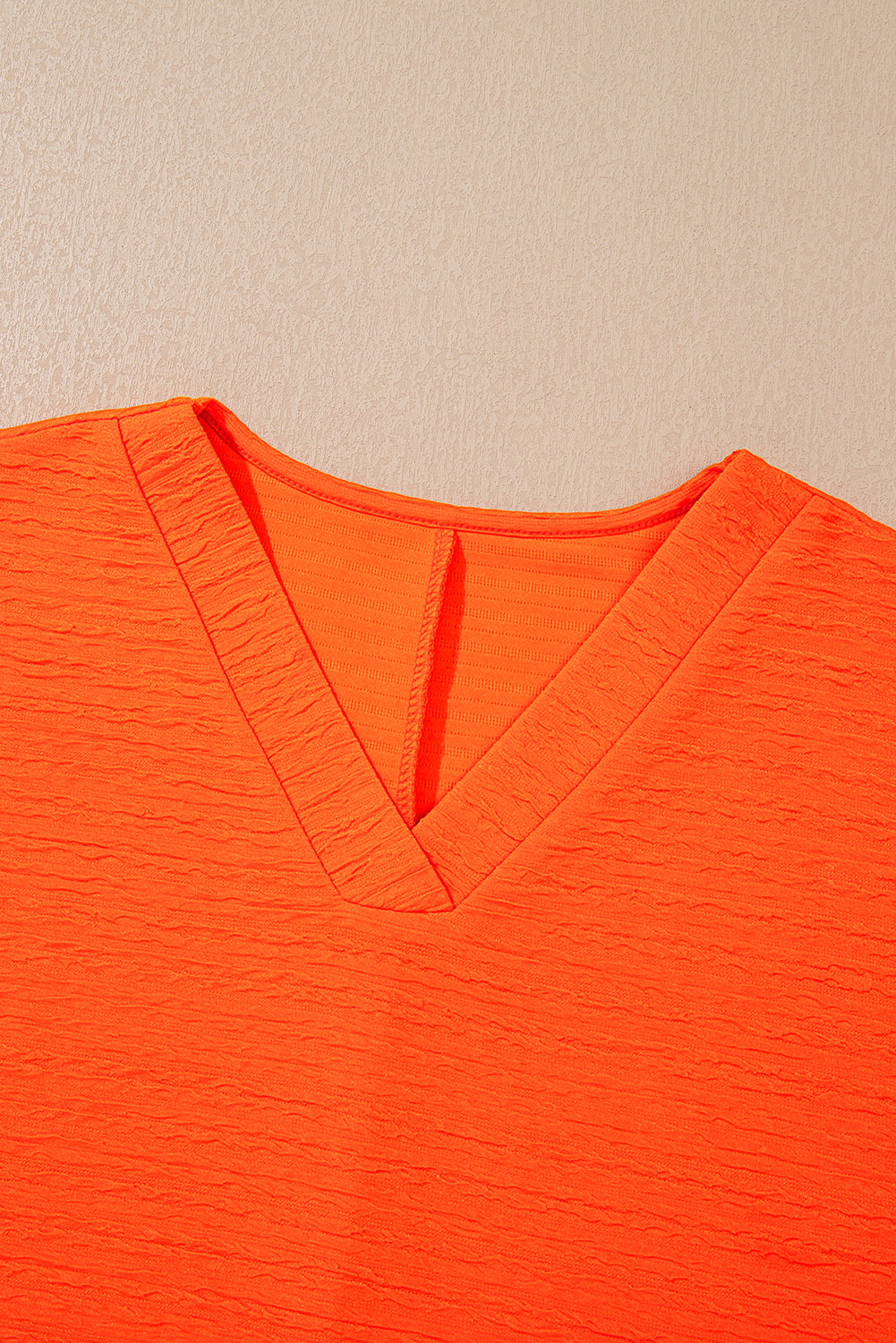 Textured V Neck T Shirt and Shorts Set