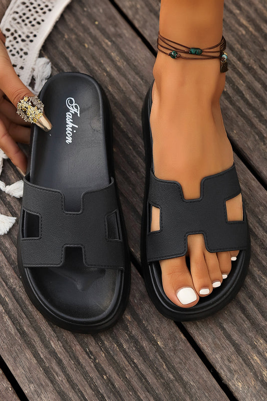 Cutout Design Open Toe Platform Slippers (Run Small, Size Up)