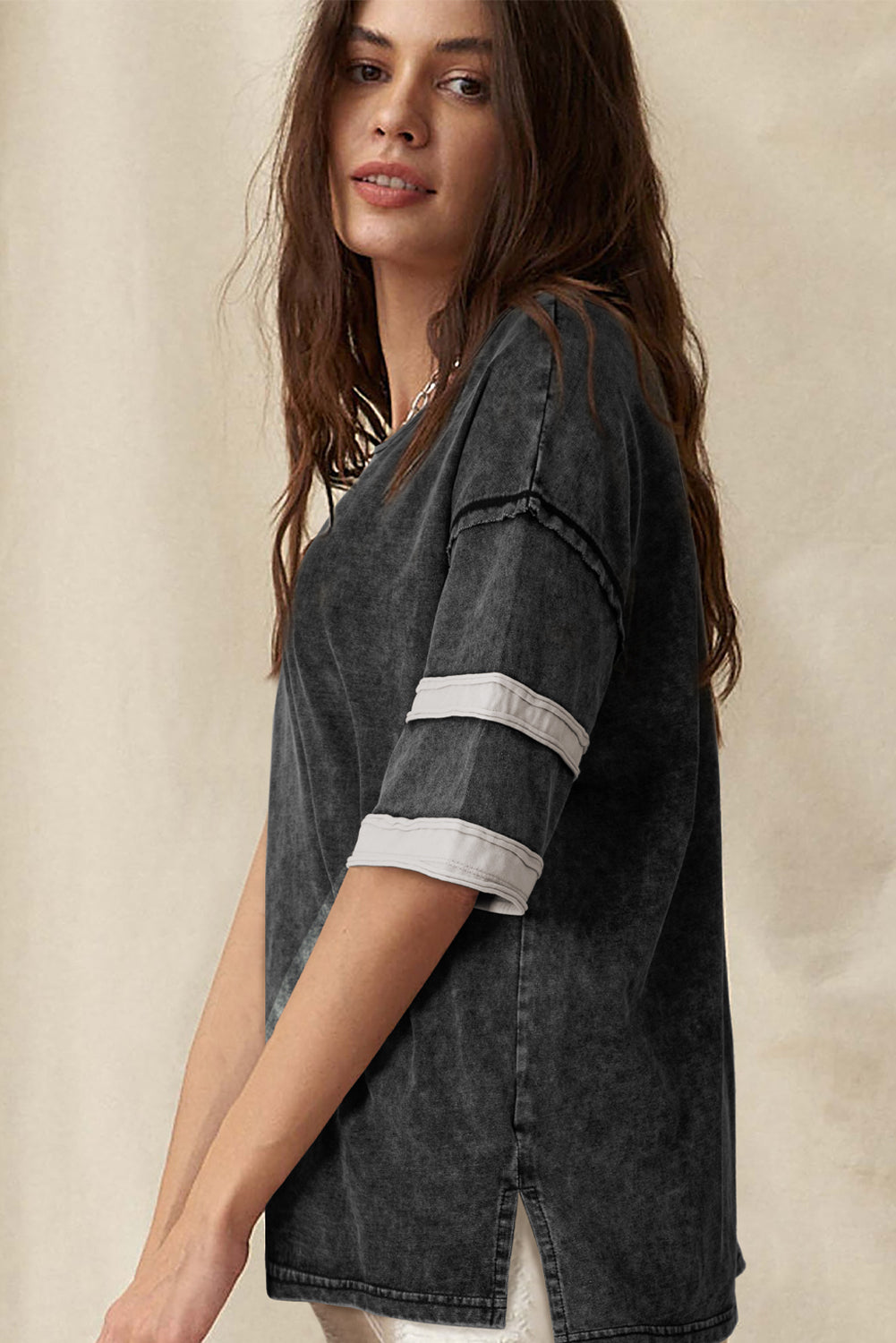 Varsity Stripe Half Sleeve Vintage Tee