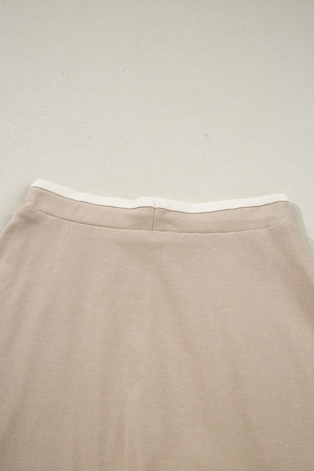 Raw Edge Detail Colorblock Patchwork Cropped Pullover Drawstring Skirt Set