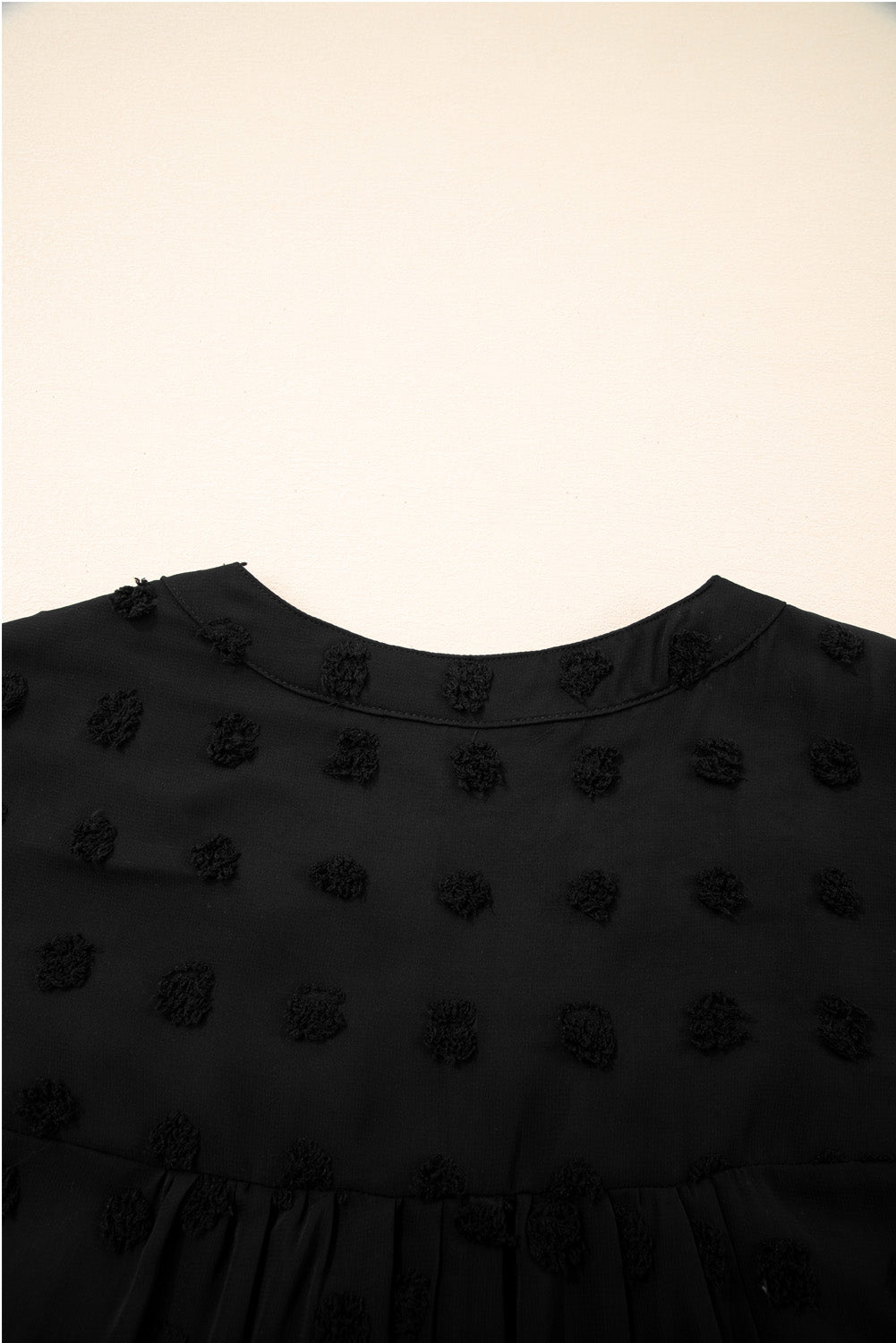 Dotty Textured Notched Neck Plus Ruffled Dress