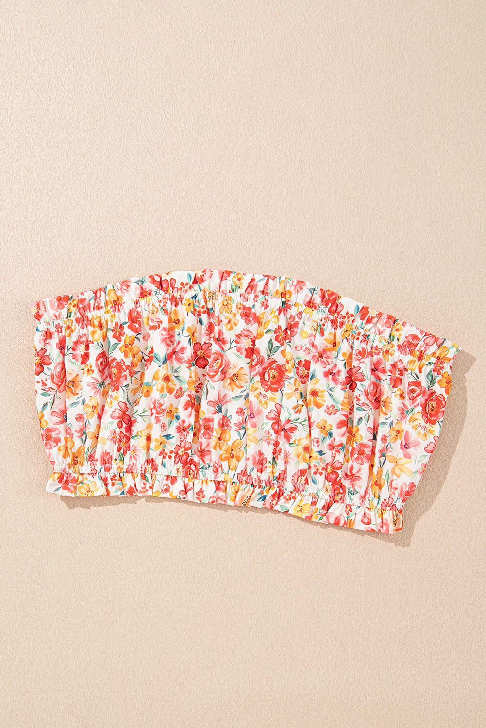 Boho Floral Bandeau Top and High Waist Wide Leg Pants Set