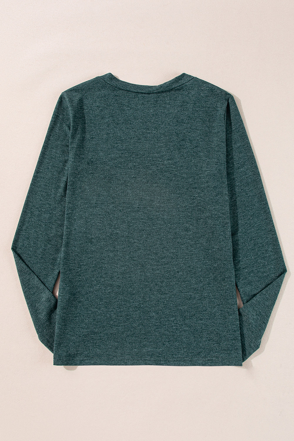 Solid Color Long Sleeve V Neck Top
