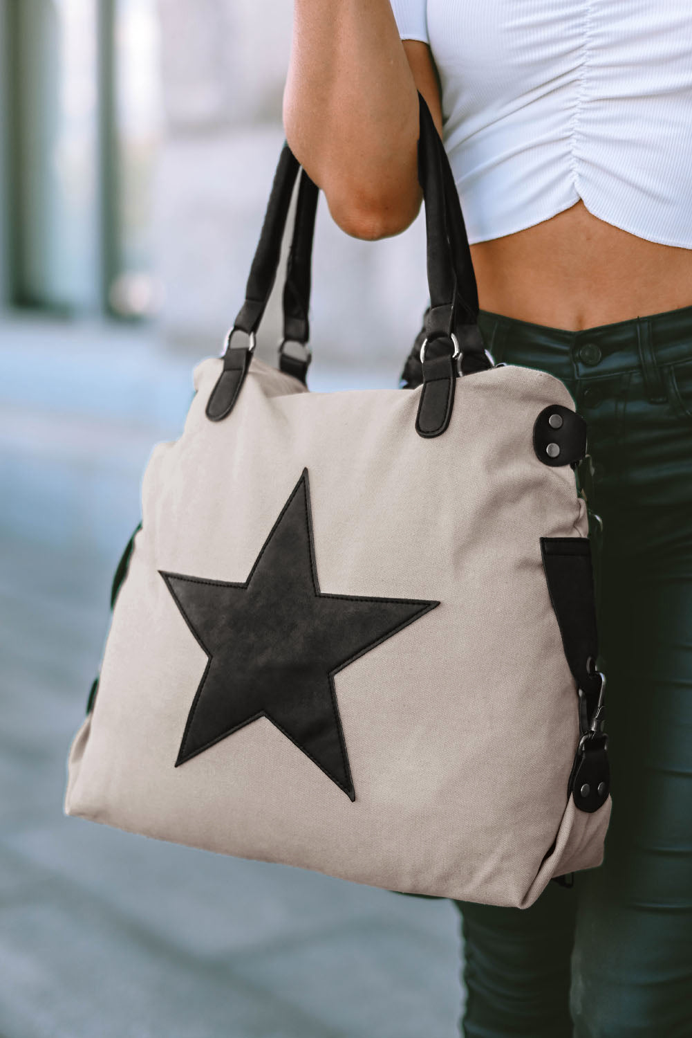 Casual Five-pointed Star Canvas Tote Bag