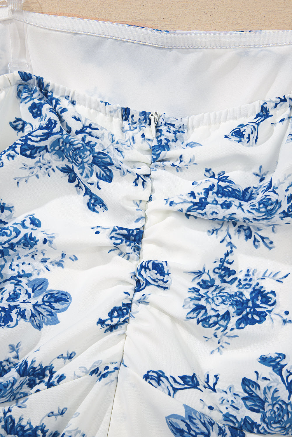 Floral Print Strapless Zipped Back Knot Waist Ruffled Romper