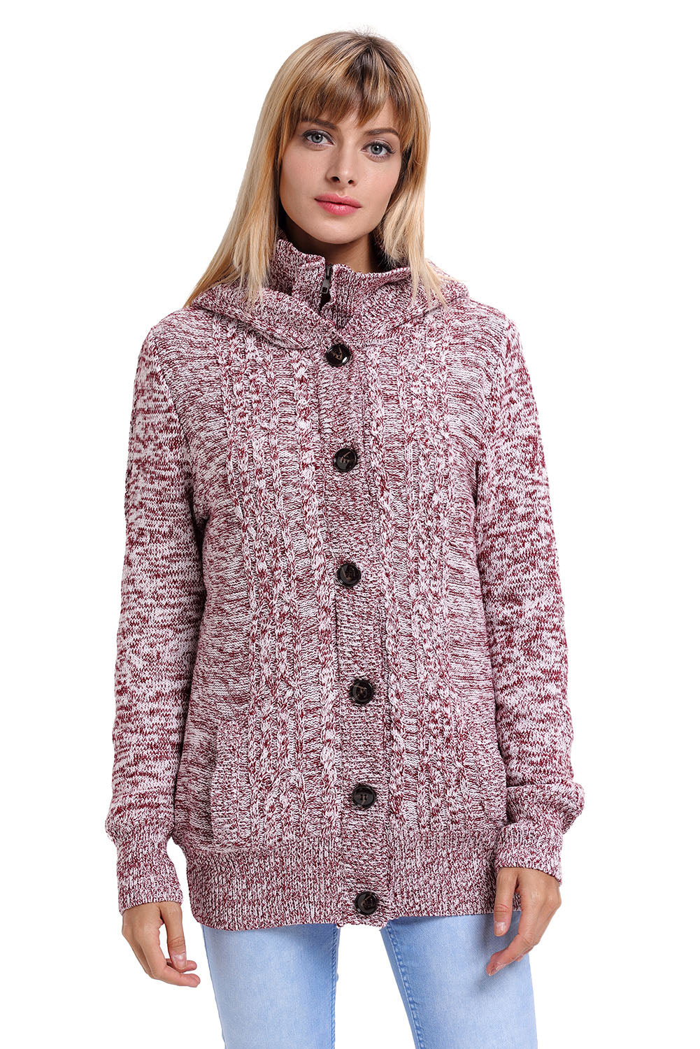 Long Sleeve Button-up Hooded Cardigans