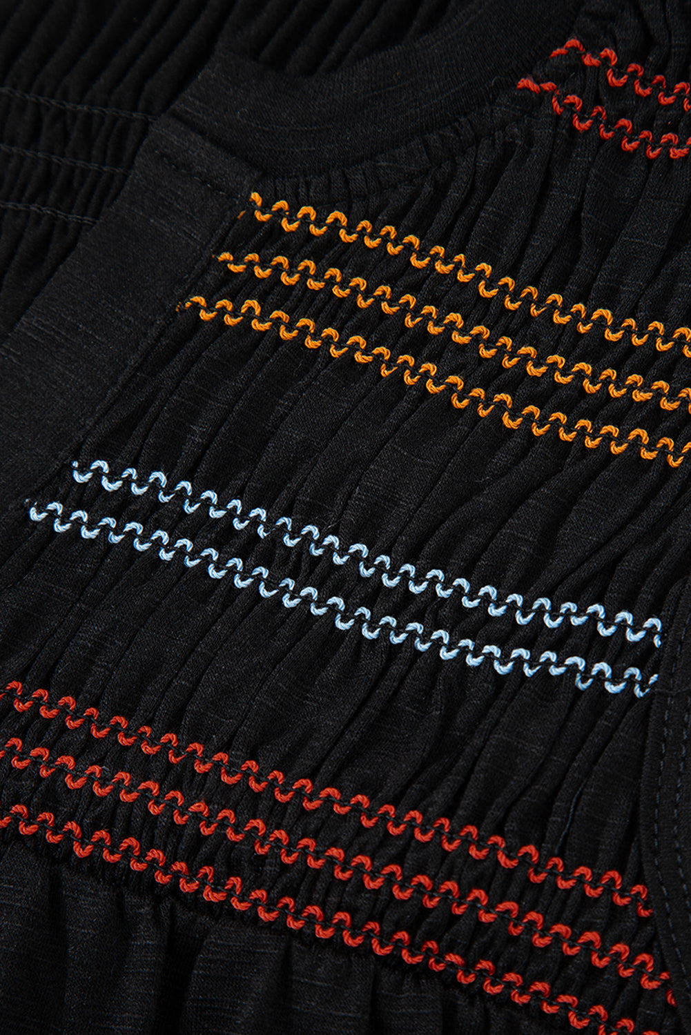 Colorful Shirred Yoke Notched V Neck Tank Top