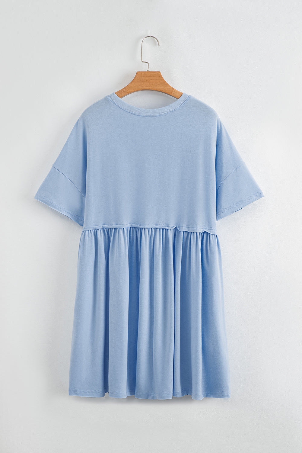 Solid Color Pocketed Raw Edge Babydoll Dress
