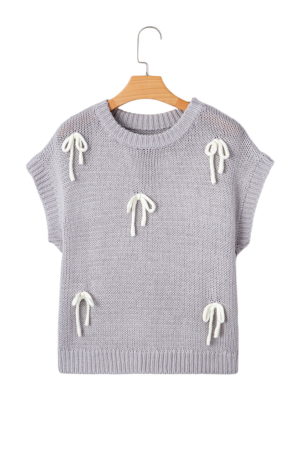 Bowknot Applique Cap Sleeve Sweater