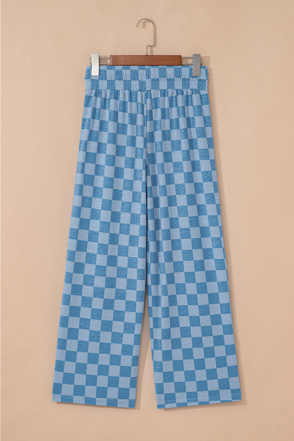 Checkered Elastic High Waist Loose Casual Pants