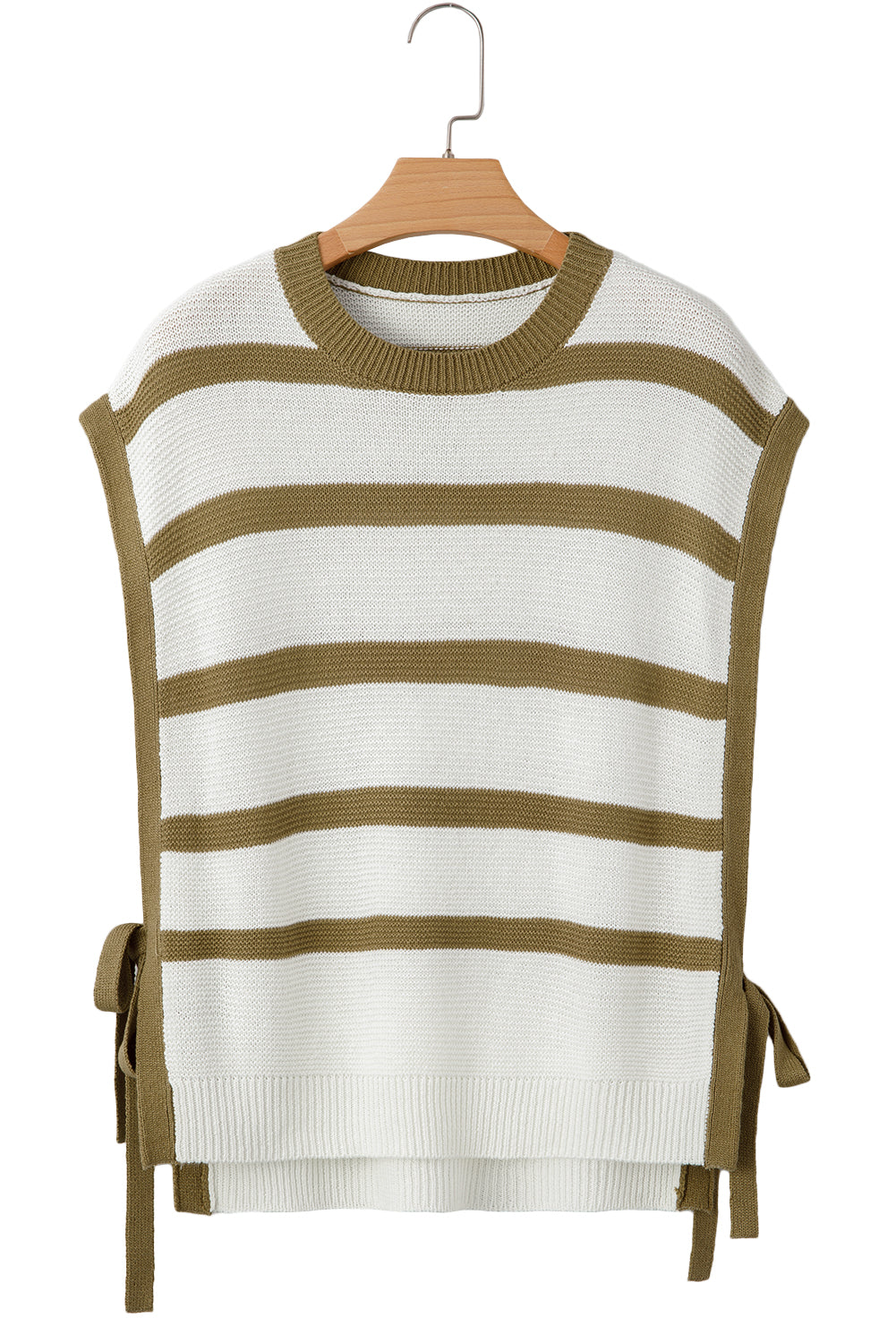 Stripe Tie Open Side Sweater Knitted Top
