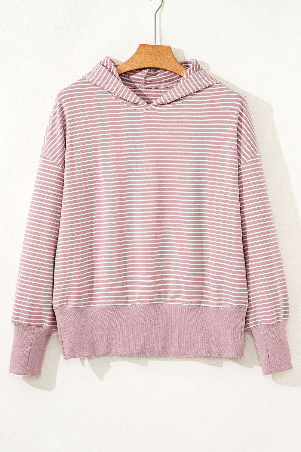 Thumbhole Side Slits Drop Shoulder Loose Fit Hoodie