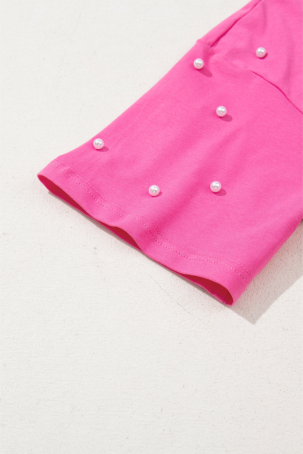 Pearl Beaded Drop Shoulder Crewneck T Shirt