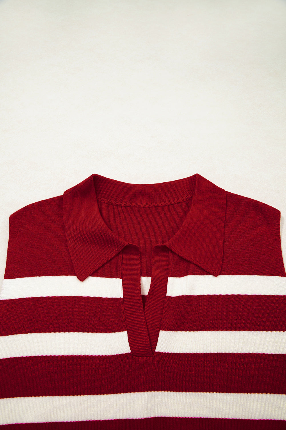 Stripe Collared Split Neck Sweater Vest