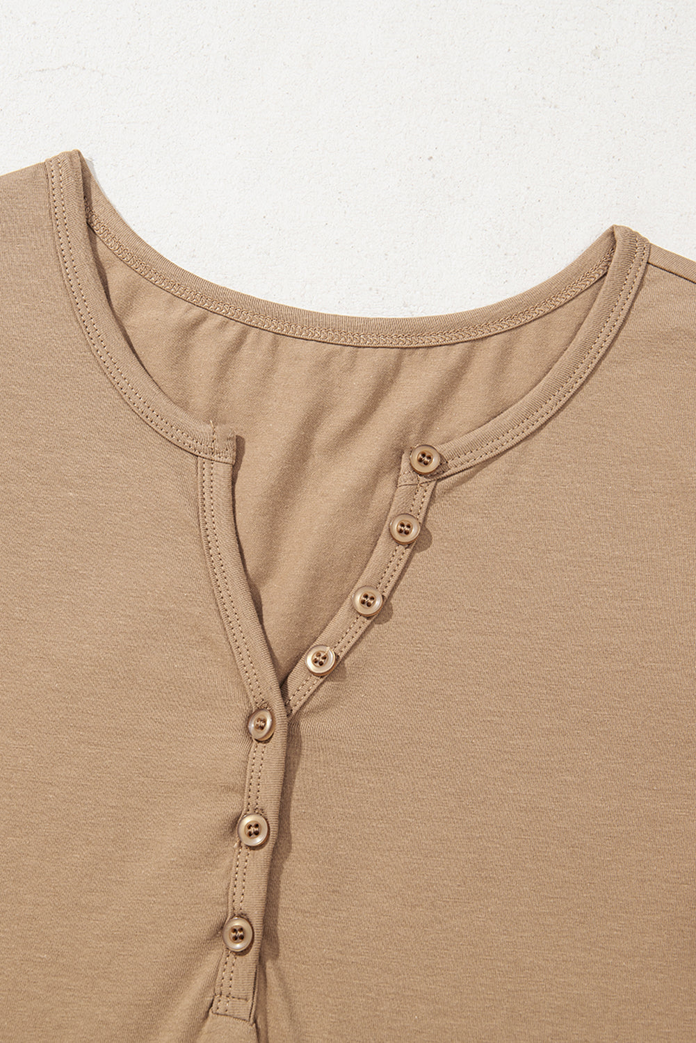 Long Sleeve Buttons V Neck Slim Fit Top