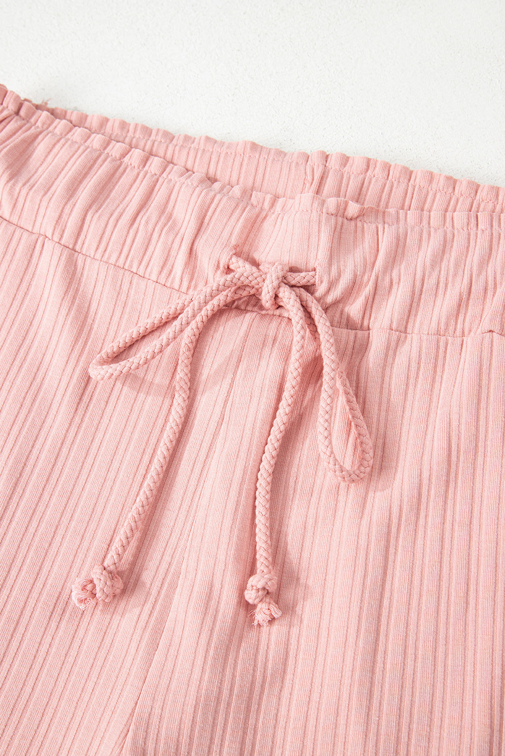 Ribbed Button V Neck Tank Top and Shorts Set