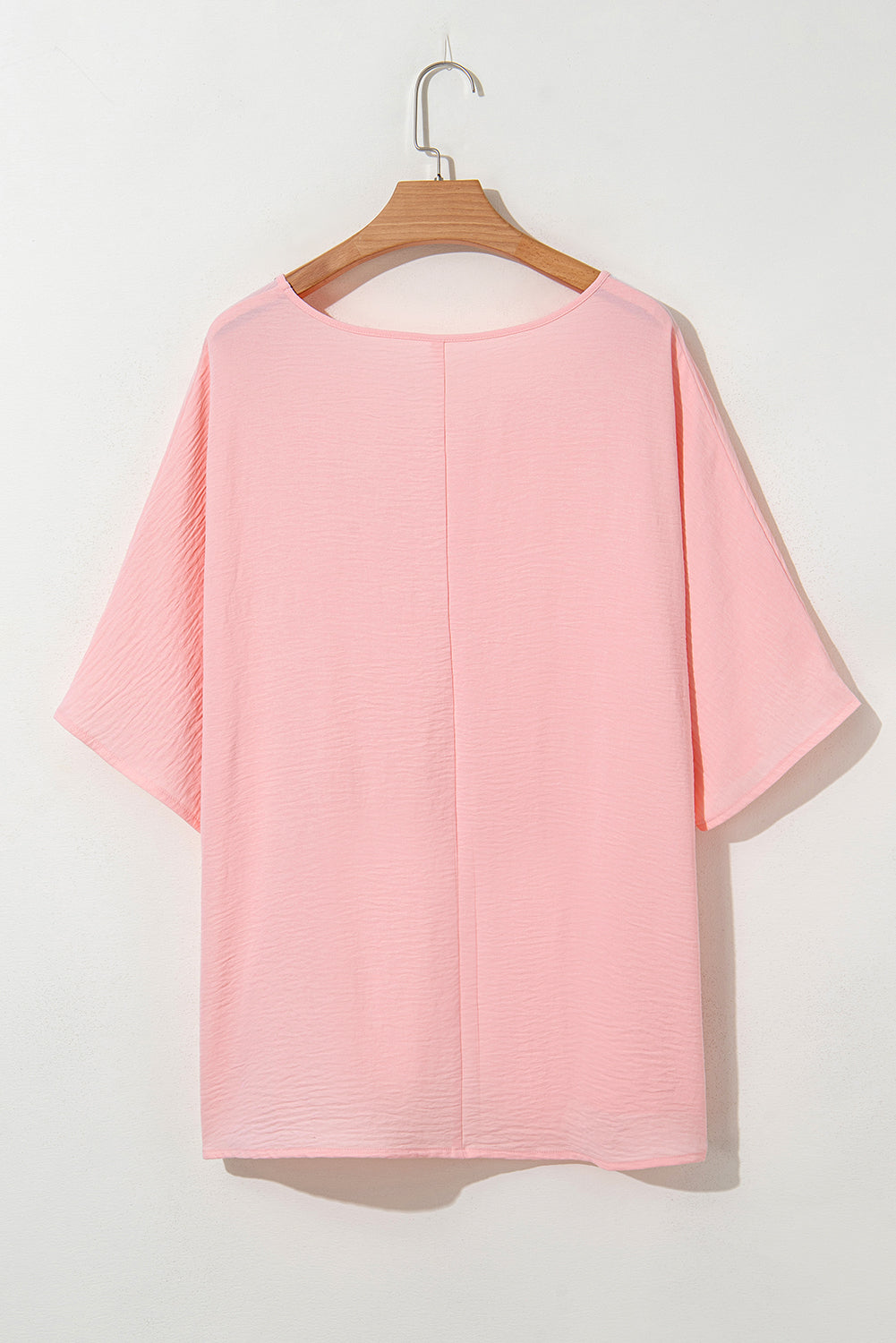 Textured Half Sleeve V Neck Plus Size T Shirt with Chest Pocket