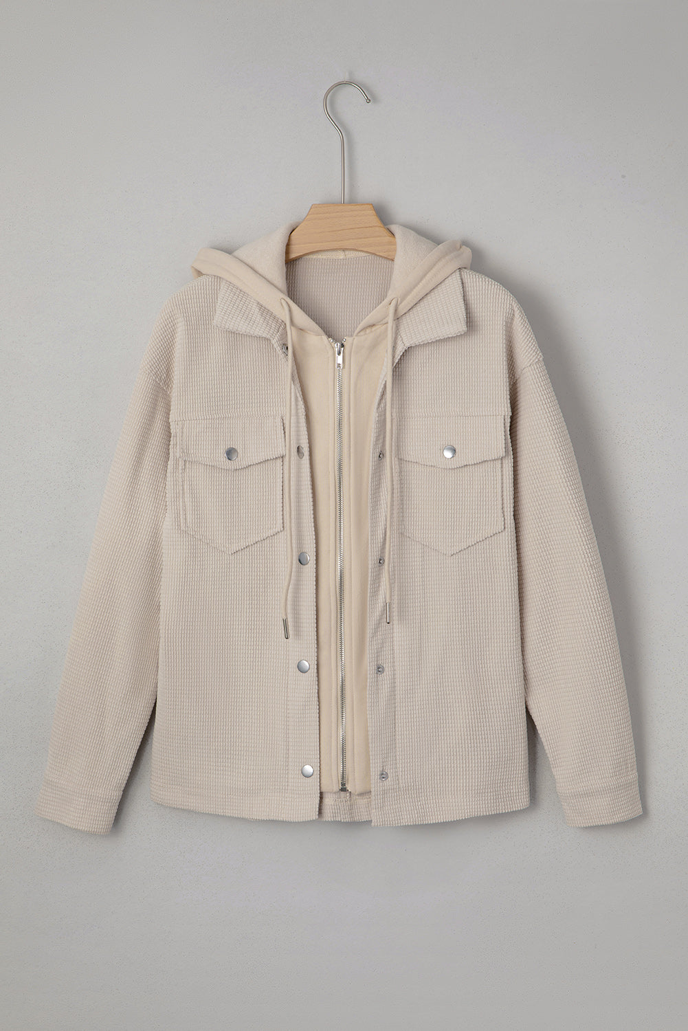 2 in 1 Thermal Knit Textured Hooded Jacket
