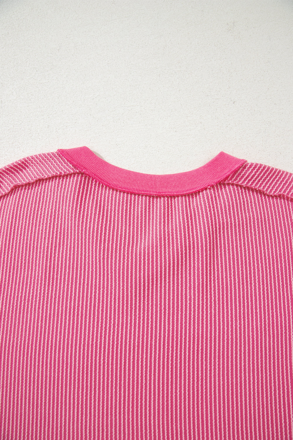 Twisted Ribbed Knit V Neck Casual Tee