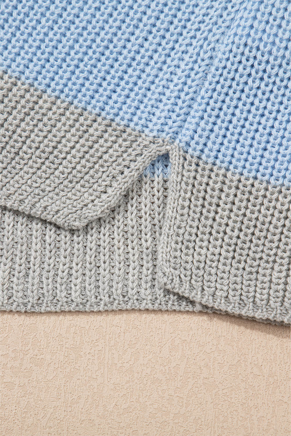 Color Block Notch V Neck Sweater T Shirt