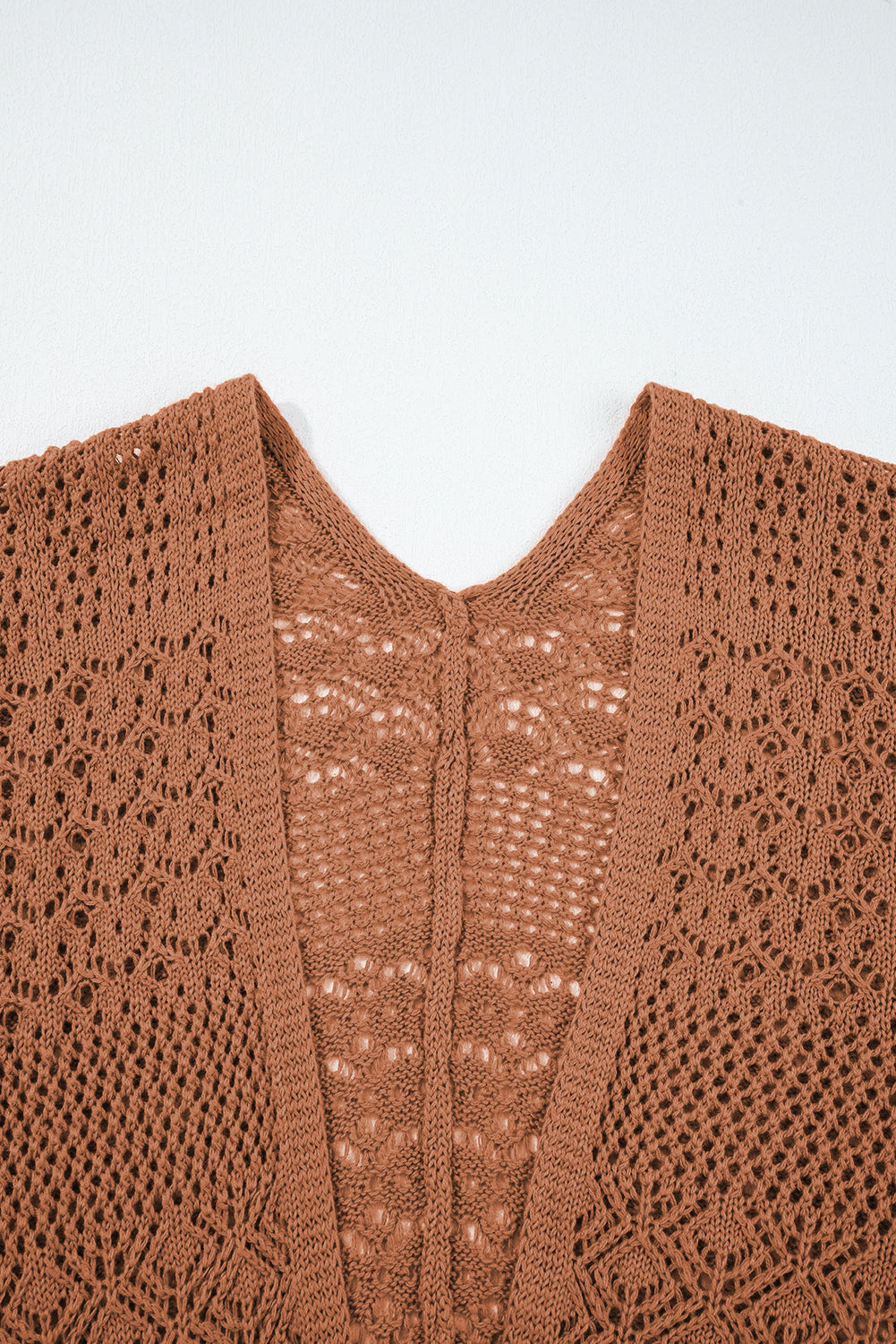 Mix Pattern Hollowed Knit Open Front Cardigan