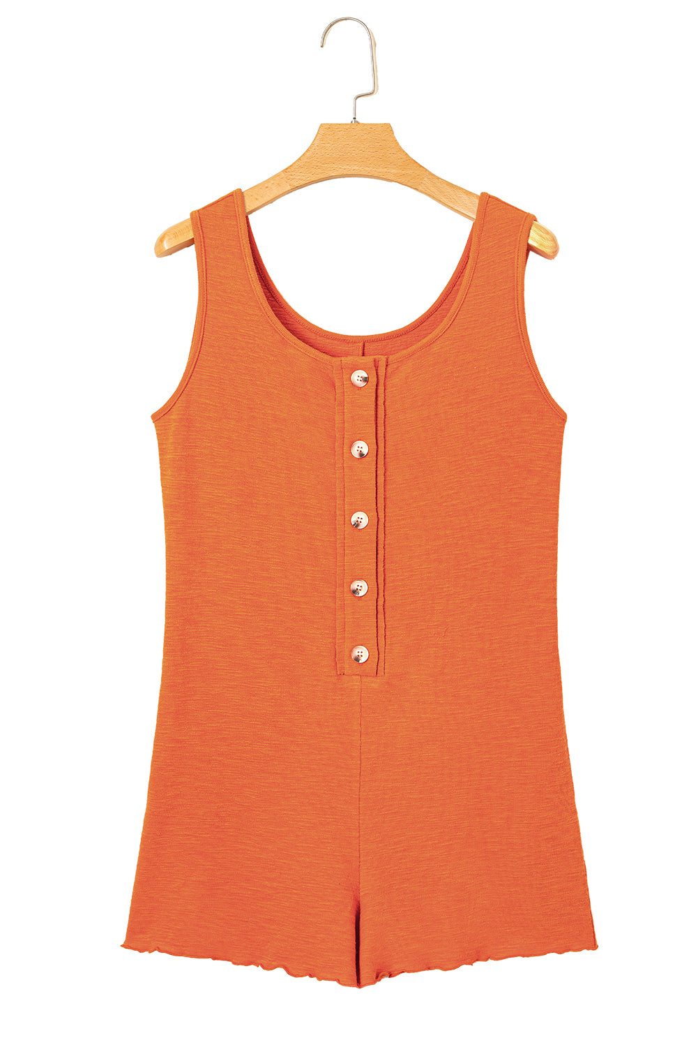 U Neck Button Front Sleeveless Romper