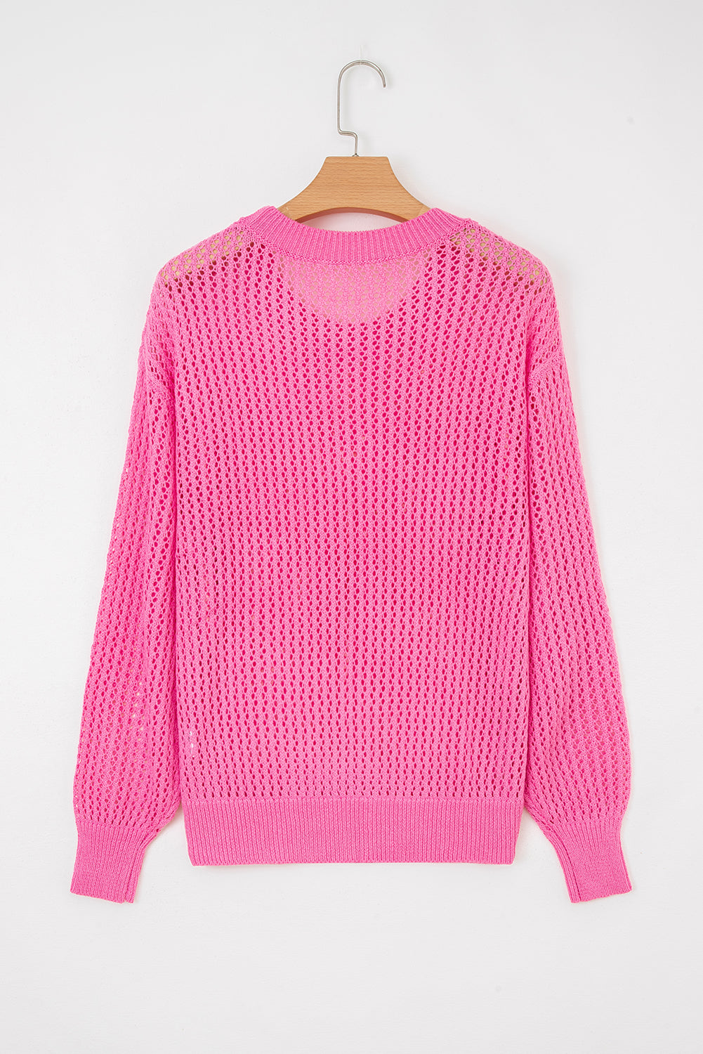 Sweet Bow Decor Hollow Out Knitted Drop Shoulder Sweater